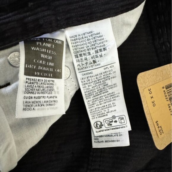 Levi’s NEW Corduroy Straight Leg Zip Mid Rise Pockets Pants Jeans Black 30 Goth - Picture 11 of 16